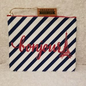 NWT Bonjour Paris zip bag